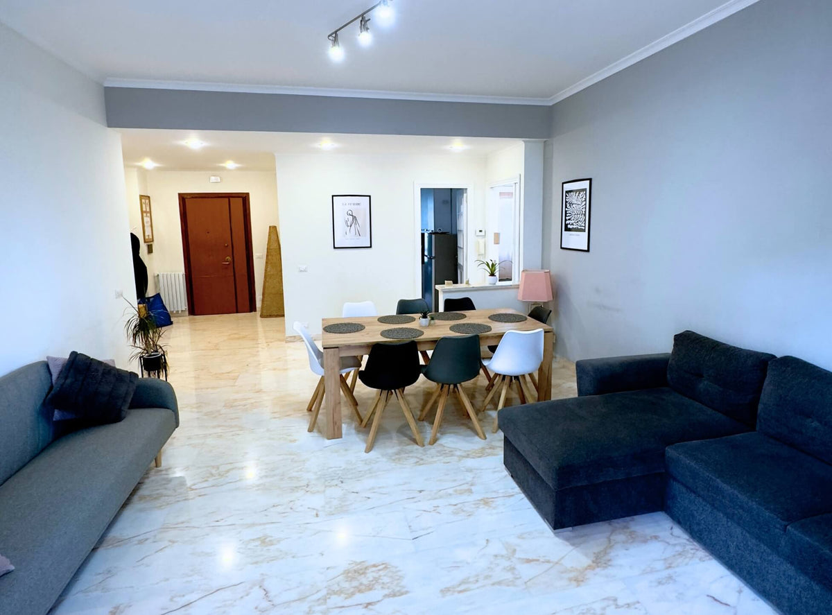 Zona giorno open space della casa per vacanze a Roma Adelaide's House a pochi minuti dal centro
